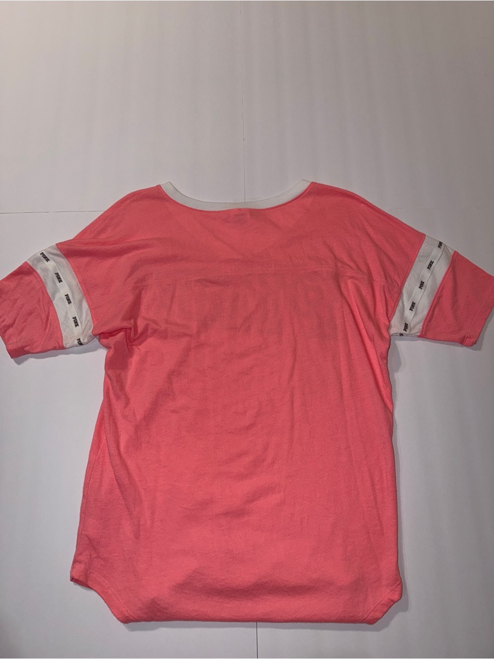 PINK Victoria's Secret Girls' Neon Pink V-Neck Varsity Tee - Picture 5 of 5